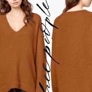 Used Free People Oversized V-Neck Sweater Burnt Orange